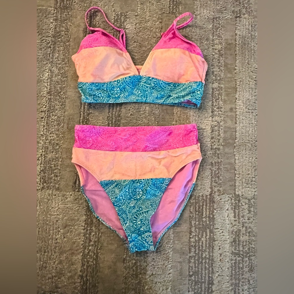 No Boundaries Pink and Orange Bathing Suit